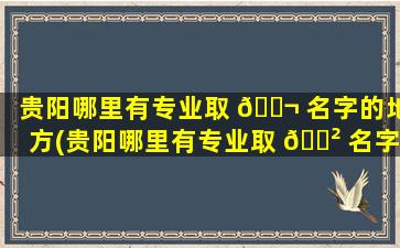 贵阳哪里有专业取 🐬 名字的地方(贵阳哪里有专业取 🌲 名字的地方啊)